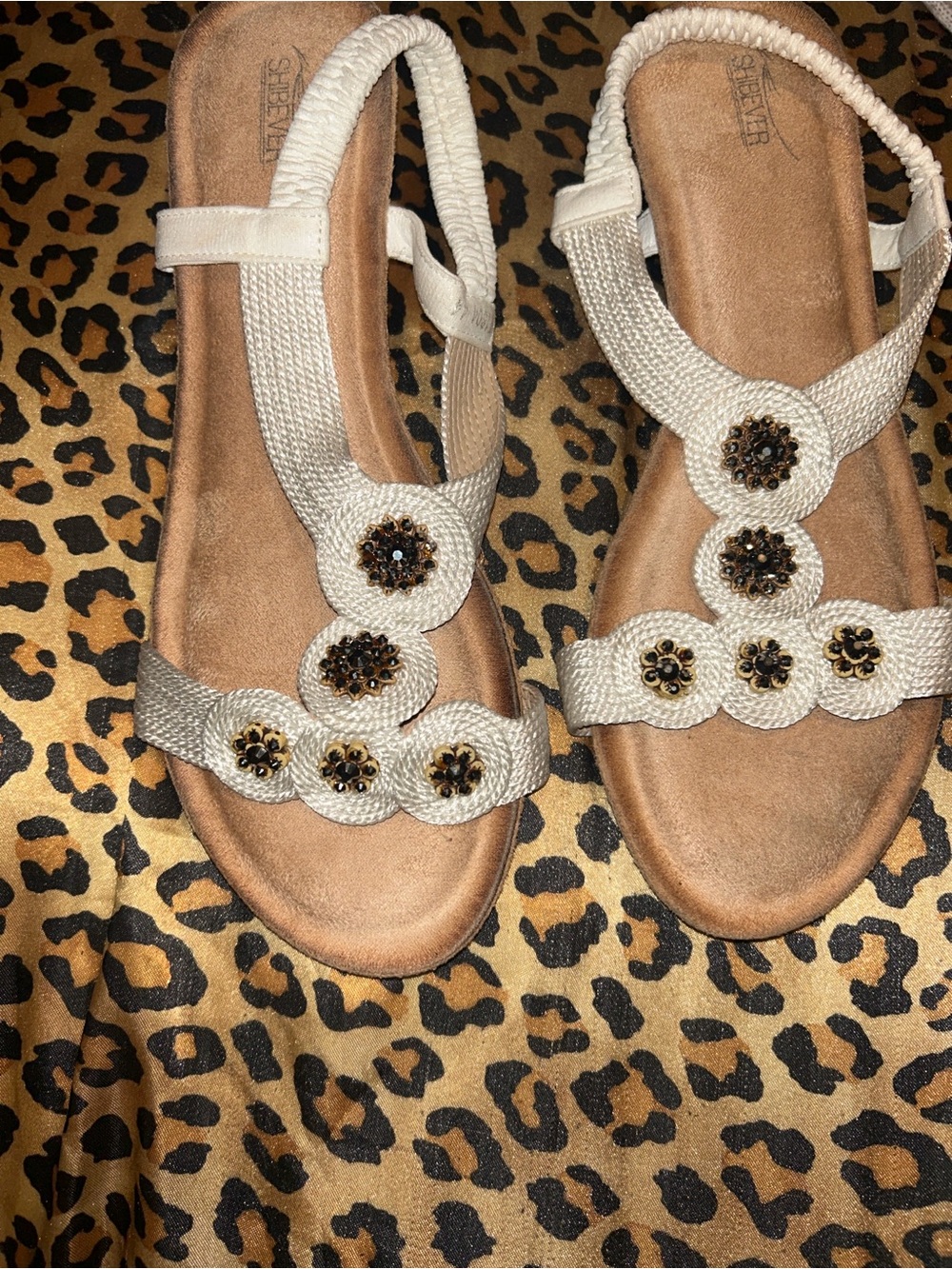 Beaded Ivory Braided Slingback Sandals